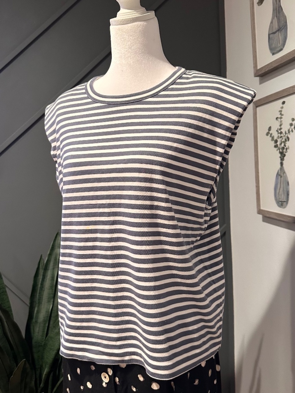 Madewell Y2k White and Gray Stripe Tee Size Medium